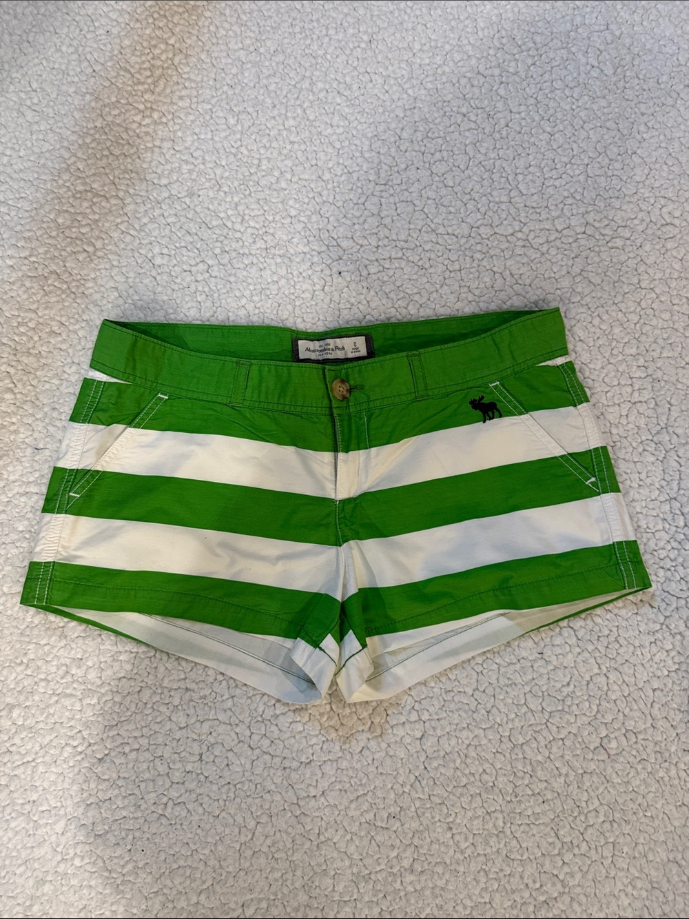 Abercrombie & Fitch Green and White Striped Bermuda Shorts